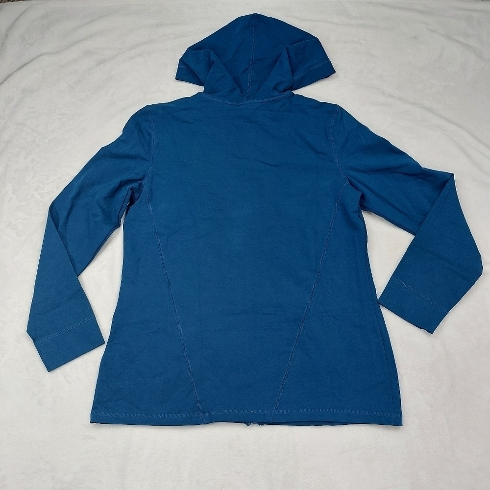 CHRISTOPHER & BANKS WOMEN'S BLUE ZIP FRONT LONG SLEEVE ACTIVE WEAR HOODIE SIZE S - Picture 4 of 7